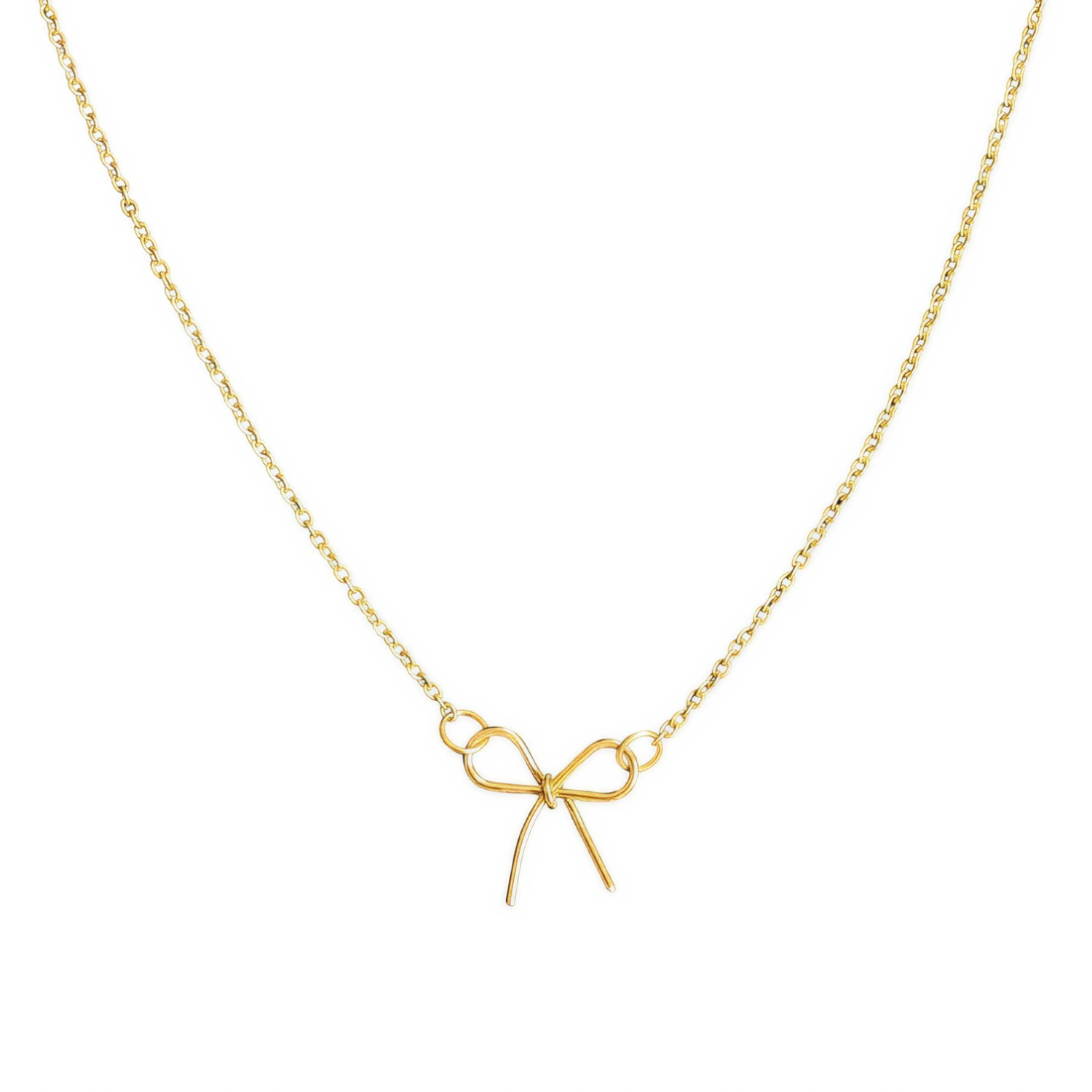 Tiny Bow Necklace – 18K Gold Plated Minimal Charm in Stainless Steel