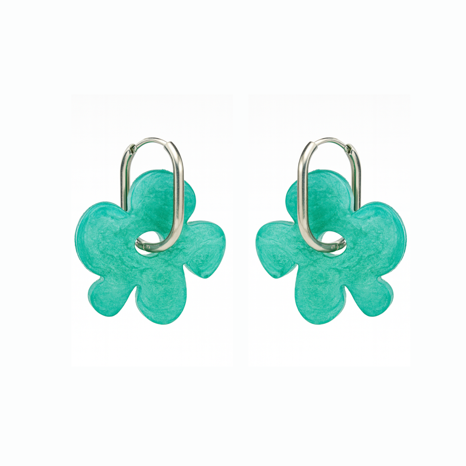 Rectangular Hoops with Resin Flowers