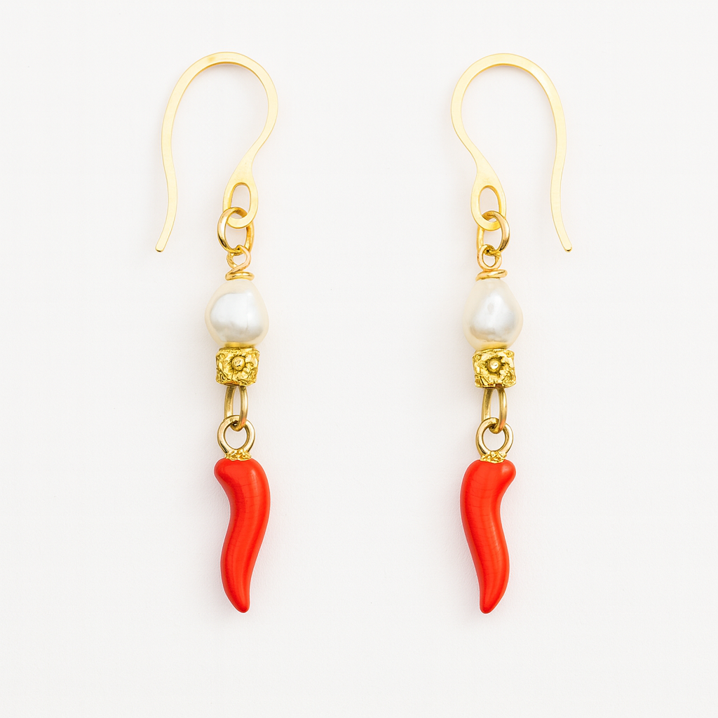 Spice Earrings – Pearl, Floral Beads