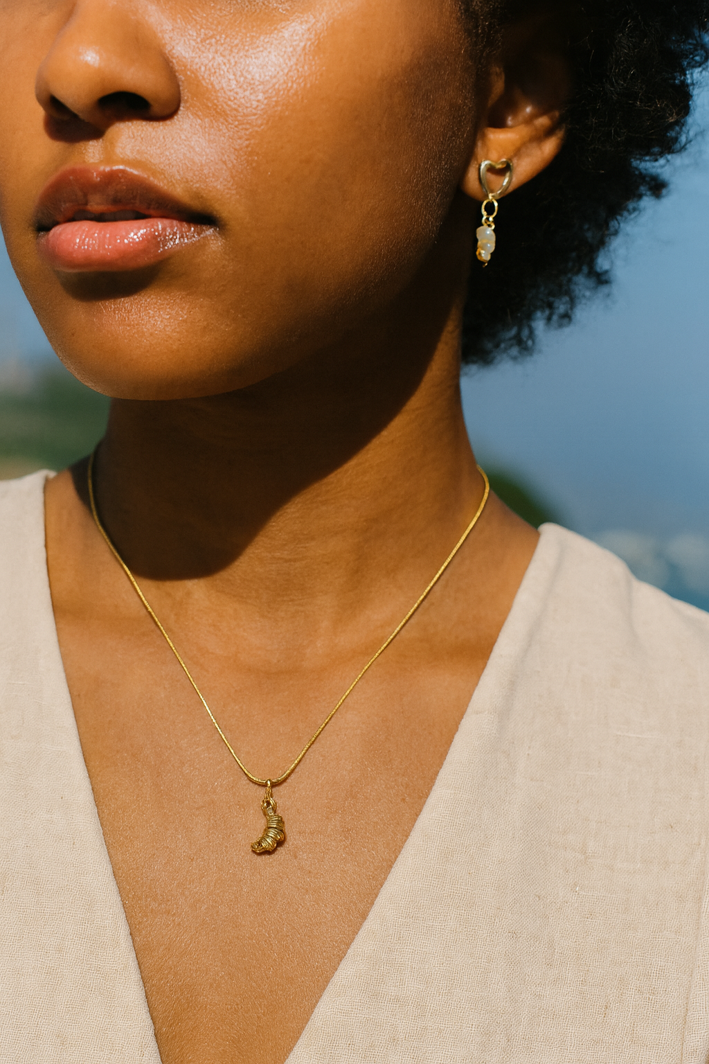 Croissant – Tiny Pastry Necklace in Gold or Silver (Playful Edit)