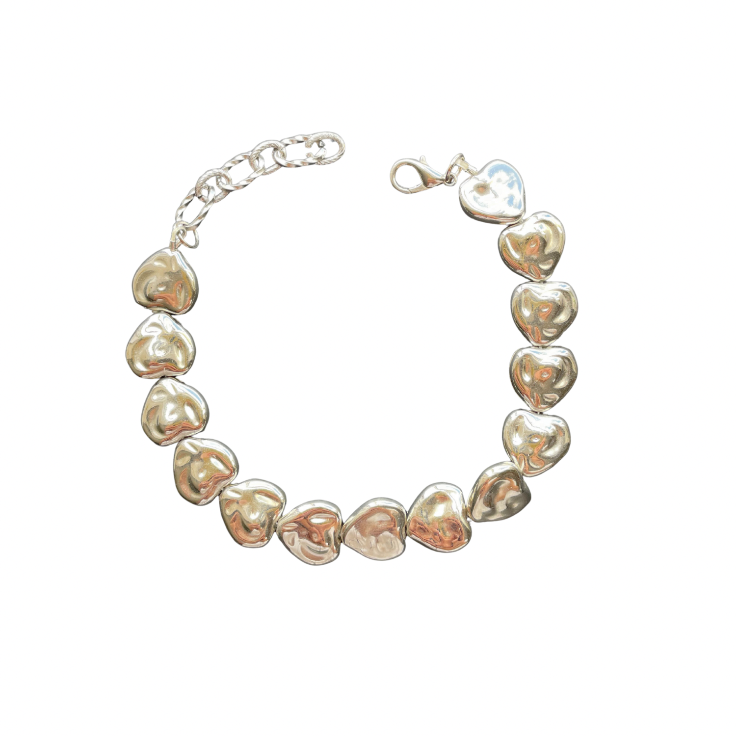 Heartbeat Chunky – Silver-Plated Acrylic Heart Bracelet