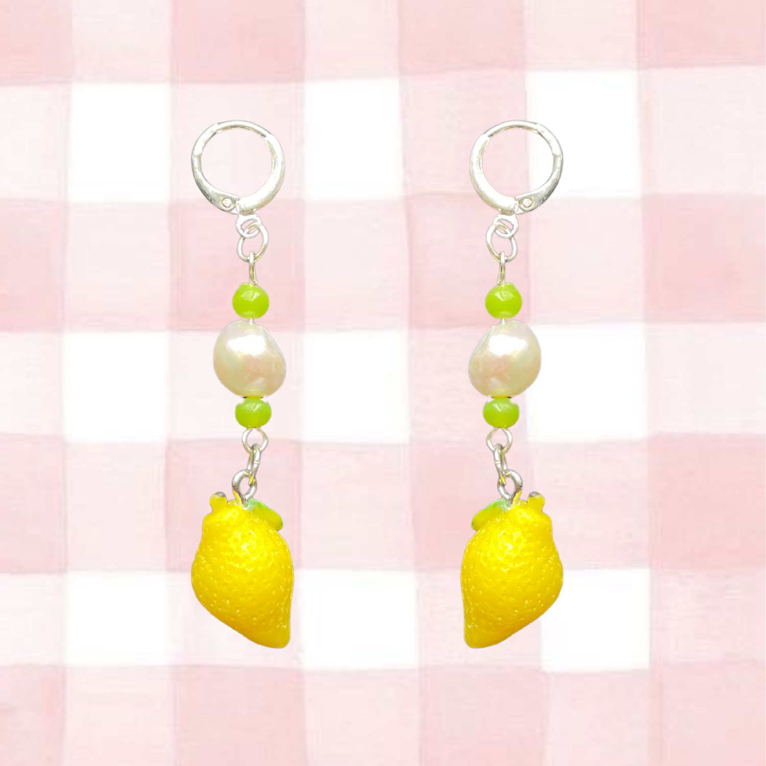 Limoncello Huggies – Sterling Silver Earrings with Freshwater Pearl & Lemon Charm
