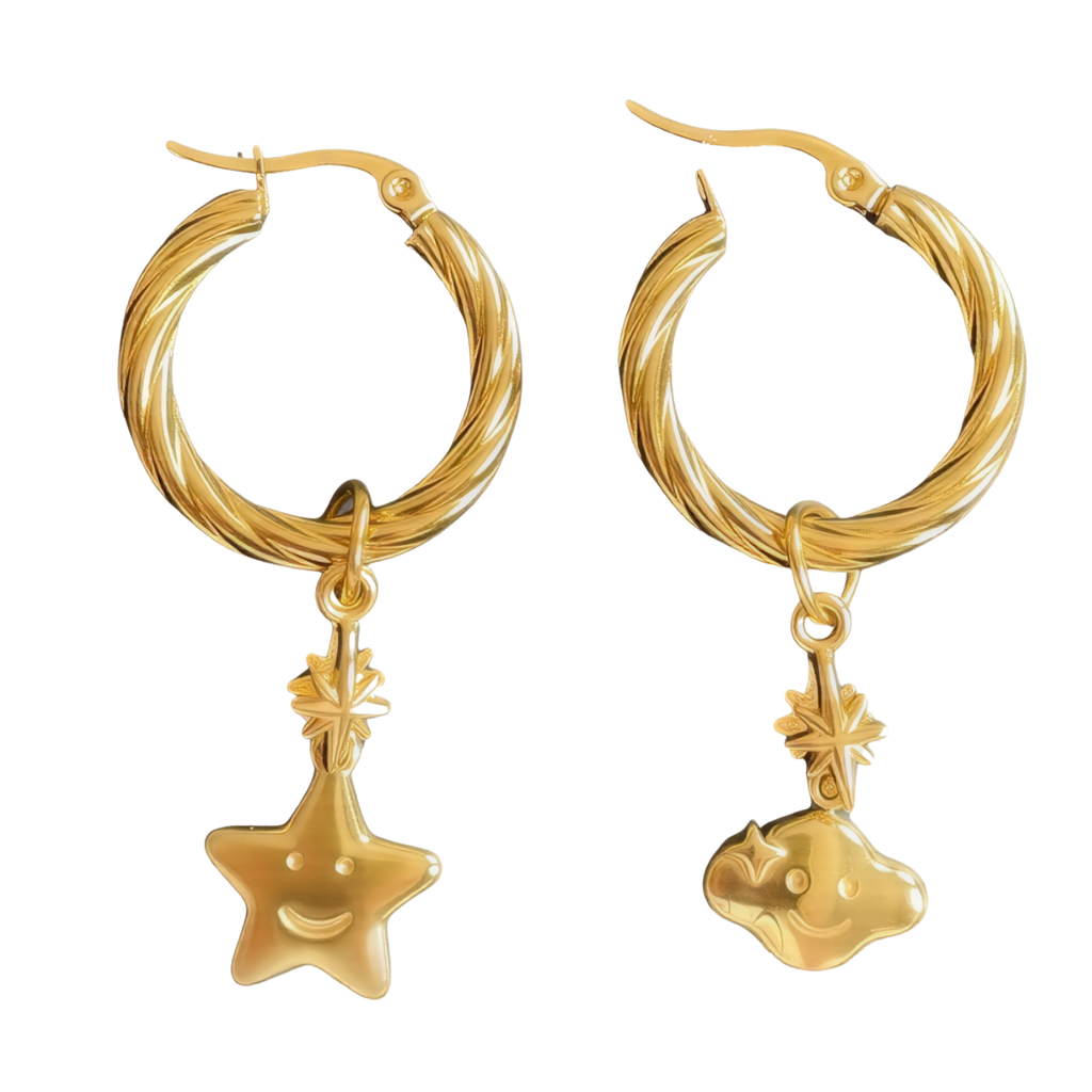 Sunny Side Hoops – Star & Cloud