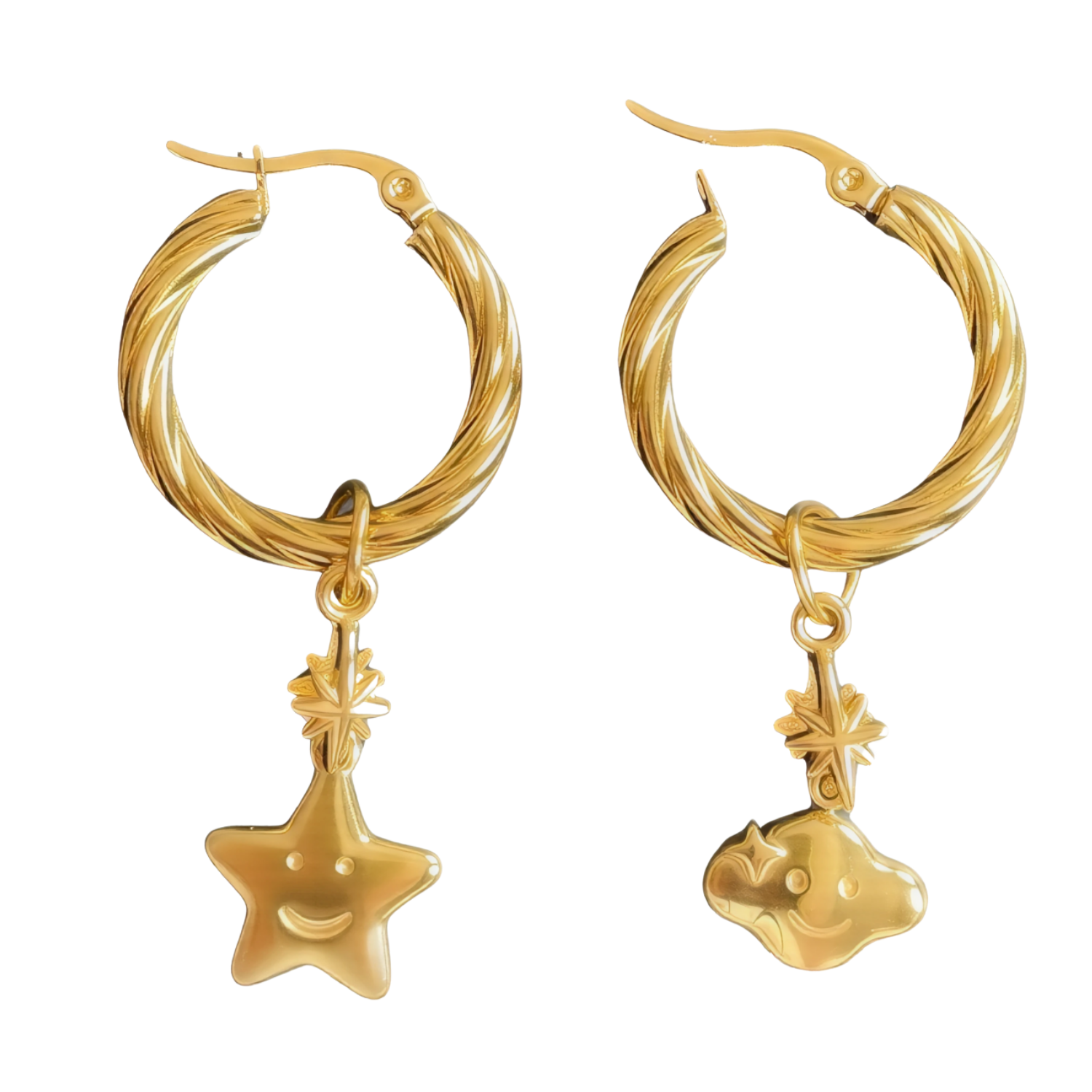 Sunny Side Hoops – Star & Cloud