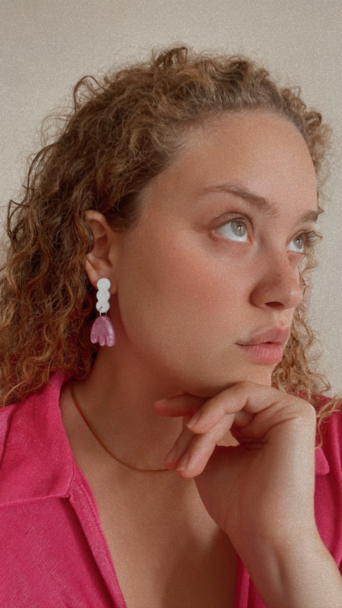 Pink & White Flower Studs