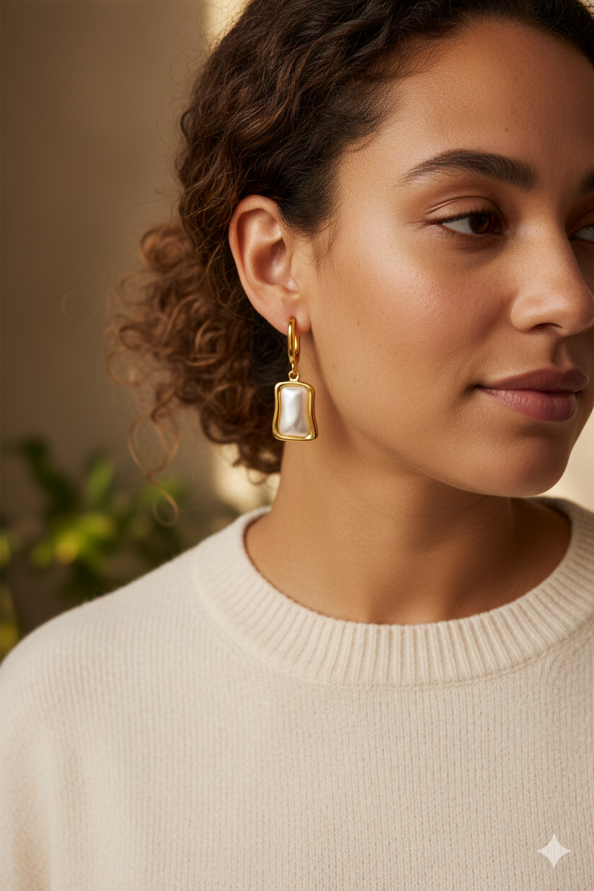 Brisa Larga – Long Freshwater Pearl Earrings with 18K Gold Plated Chain