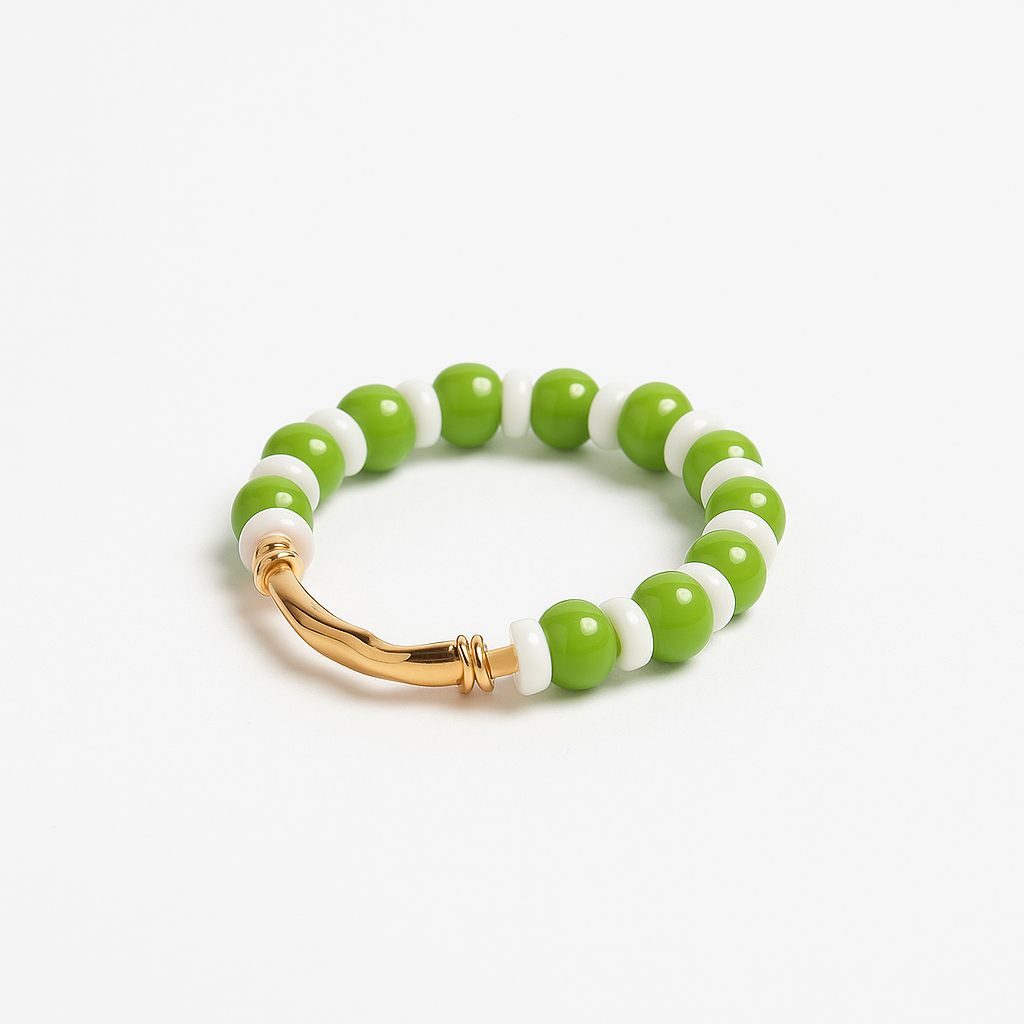 Natural Shell & Green Beads