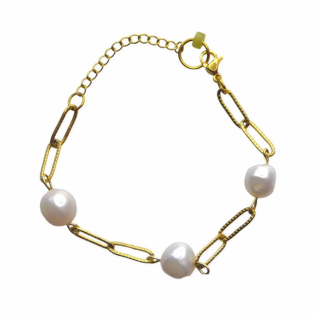 Isla Bracelet – Minimalist Freshwater Pearl & Gold Chain Bracelet