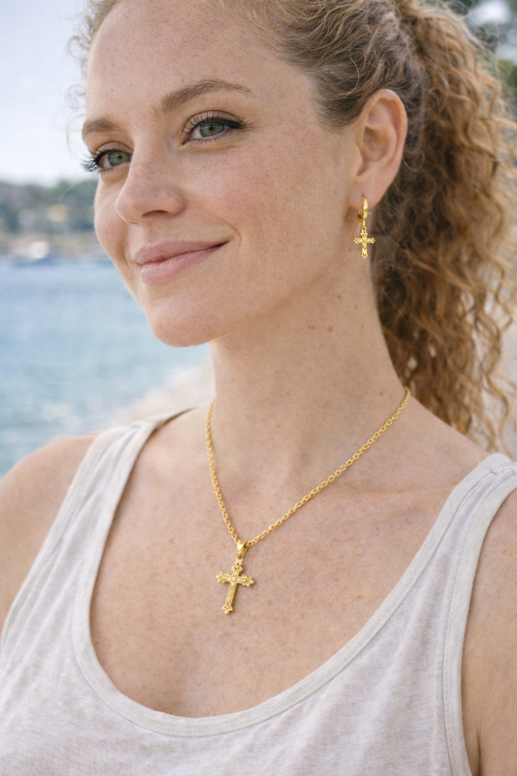 Templar Cross Necklace – Coastal Inspired Pendant in 18k Gold