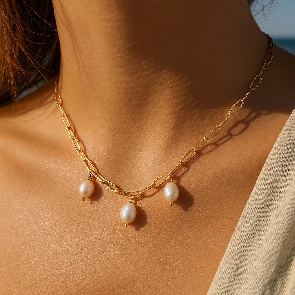 Cartagena Drops  – Freshwater Pearl Chain Necklace