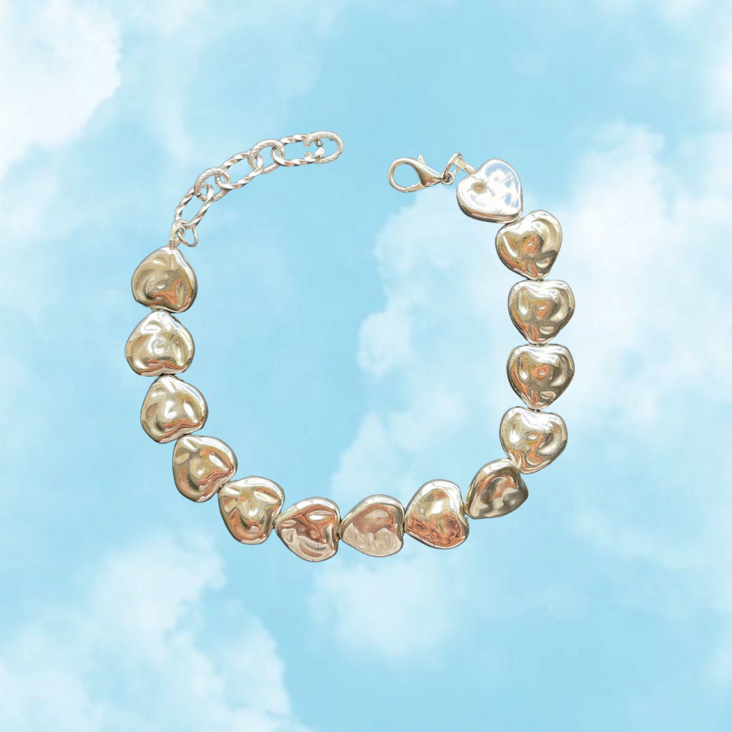 Heartbeat Chunky – Silver-Plated Acrylic Heart Bracelet