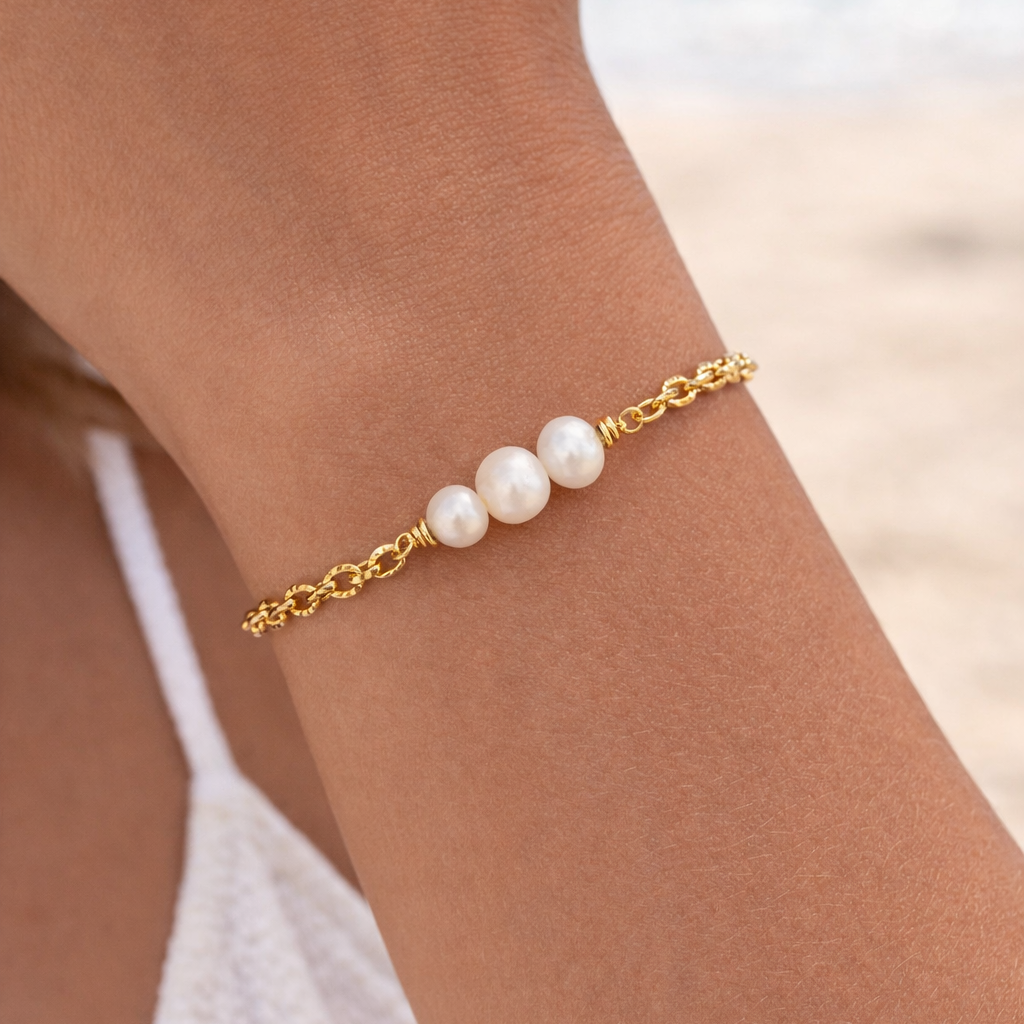 Three-Baroque Pearl Glow Bracelet
