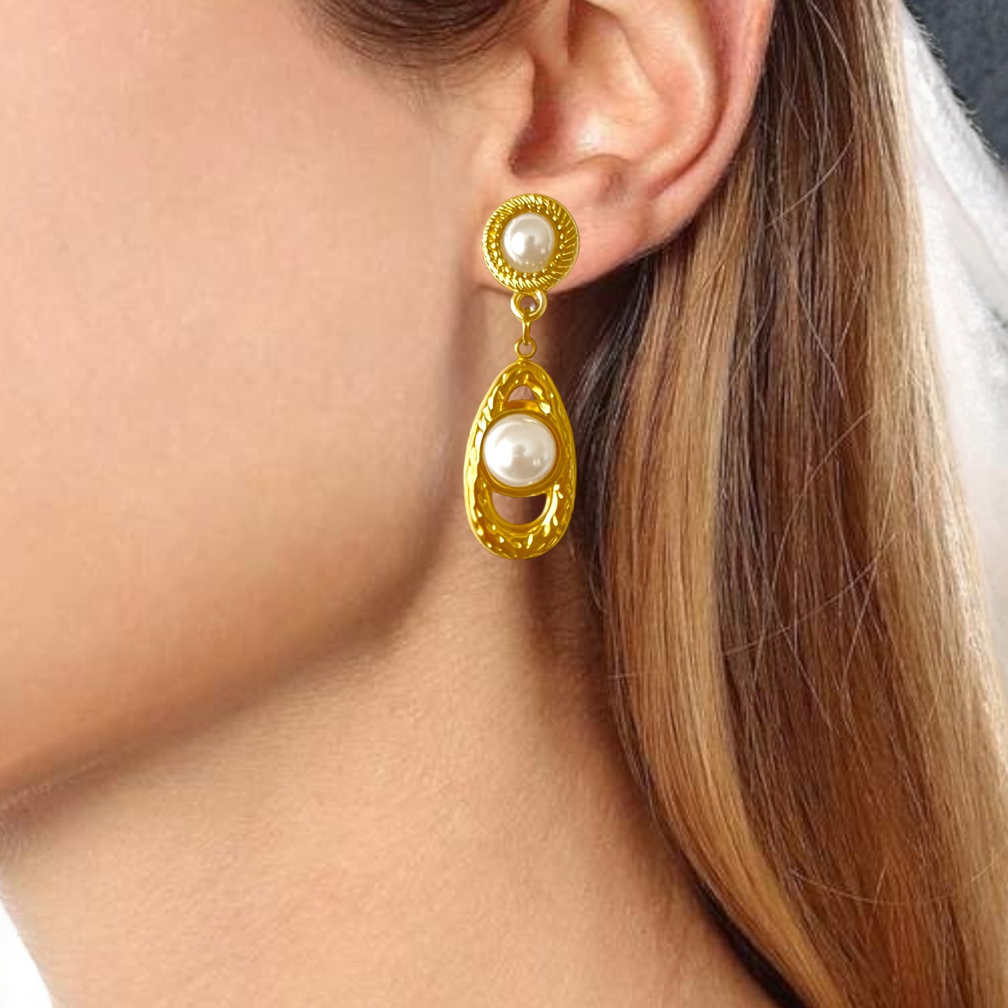 Praga-Gold-Plated Drop Earrings with Freshwater Pearls