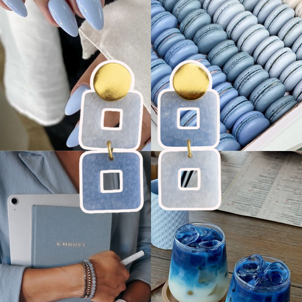 Sky Aqua – Light Blue Resin Earrings with 18K Gold Plated Studs