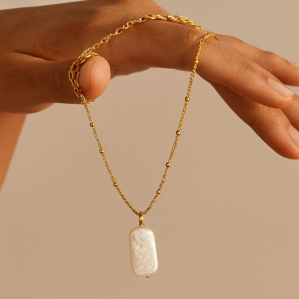 Aura Necklace with Baroque-Style Pearl Pendant