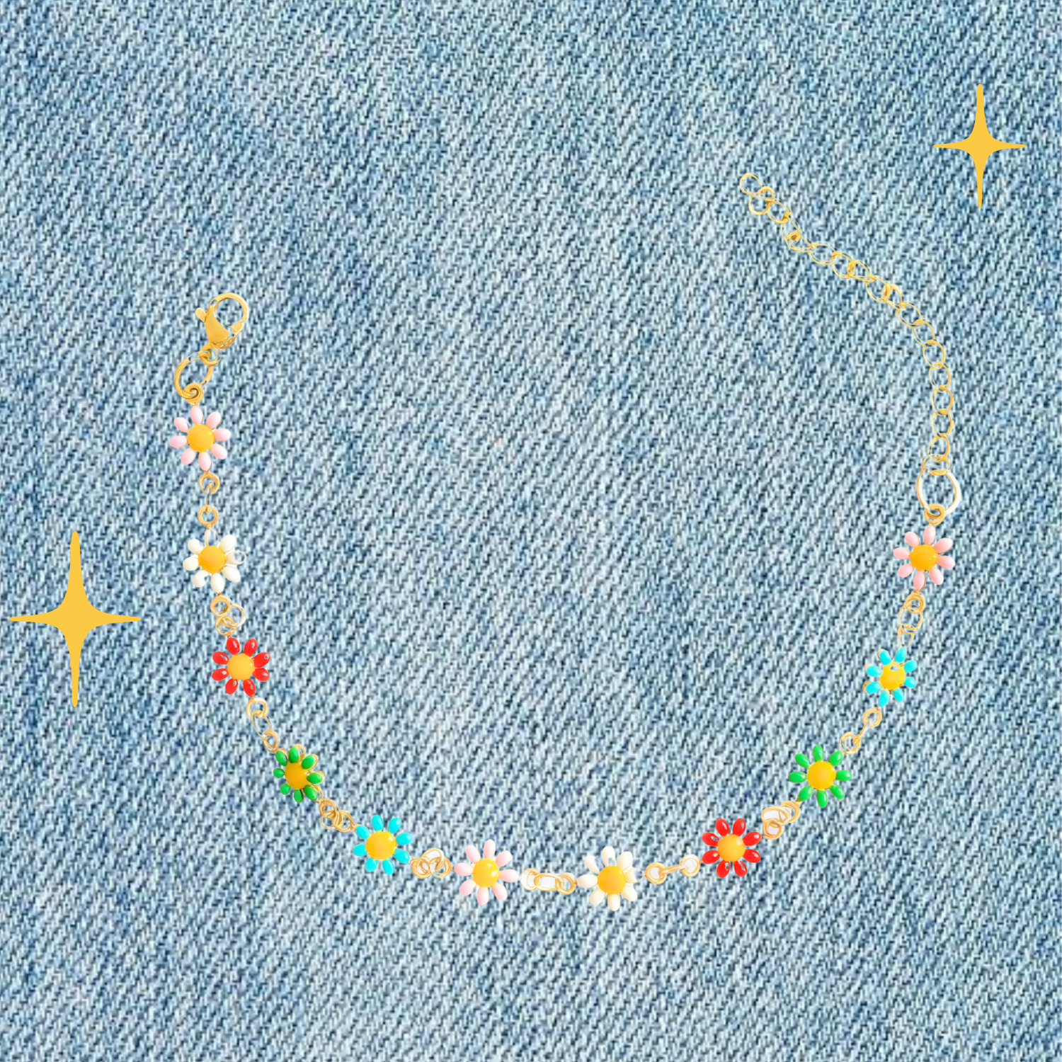 Flower Parade Bracelet – Enamel Flower Chain in 18K Gold Stainless Steel