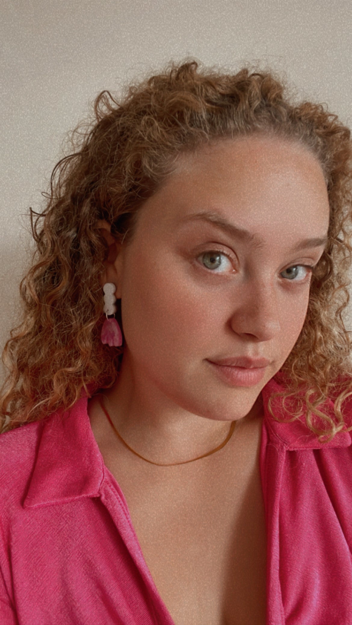 Pink & White Flower Studs
