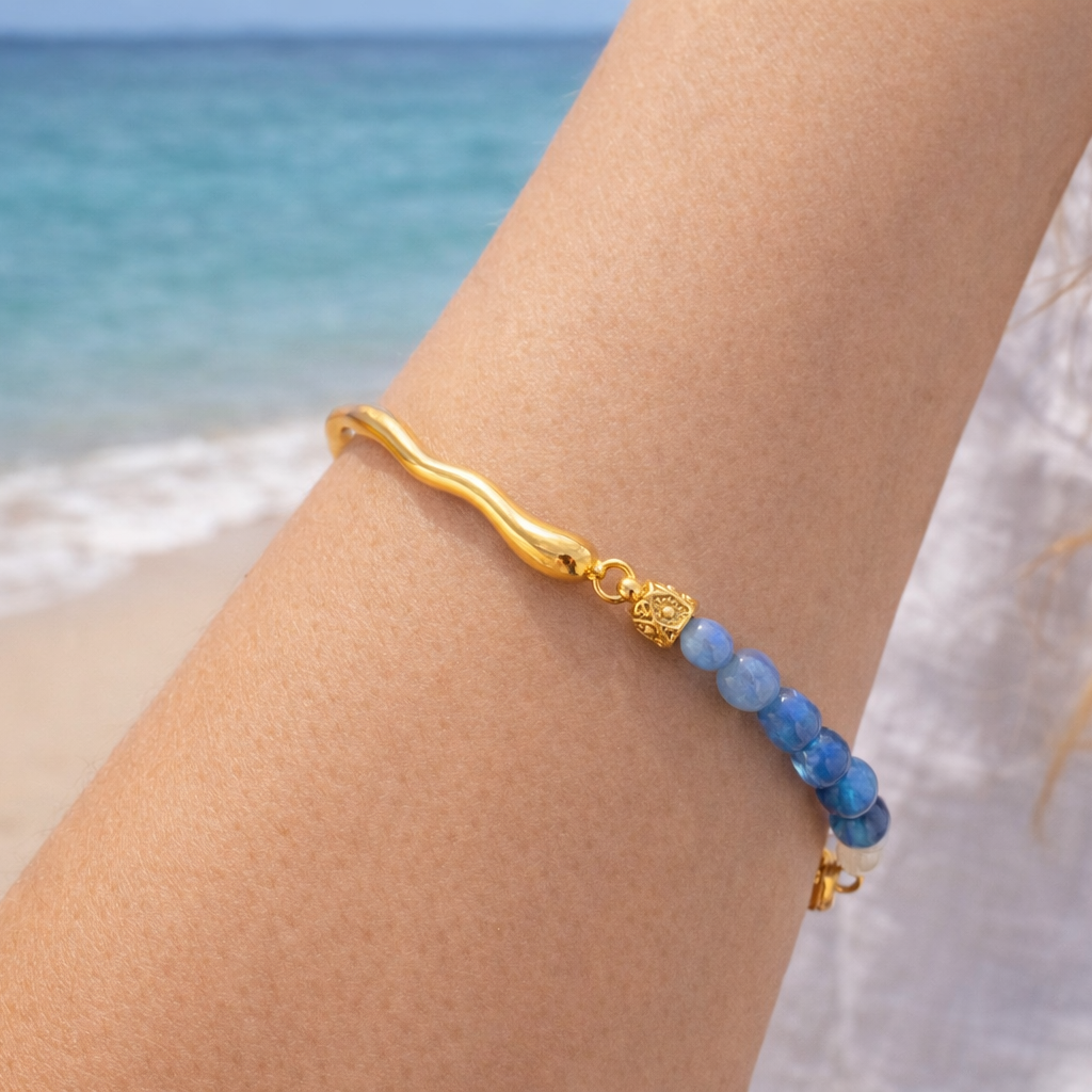 Chunky 18K Gold Plated Bracelet With Freshwater Cultured Pearls