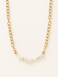 Ariadne Textured Link & Baroque Rice Pearl Necklace