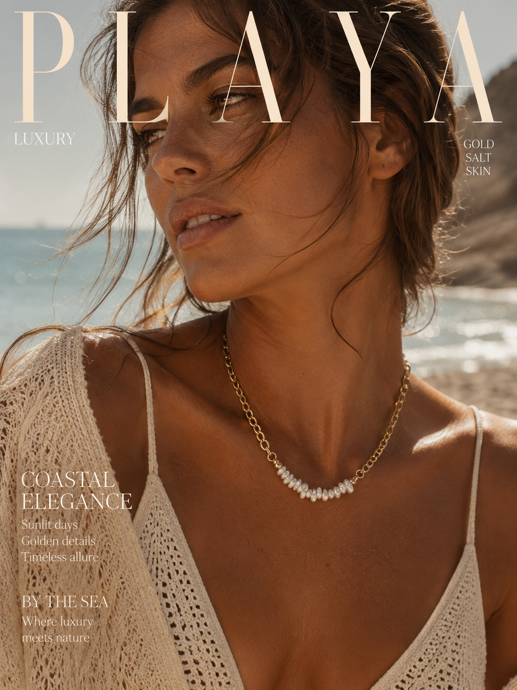 Ariadne Textured Link & Baroque Rice Pearl Necklace