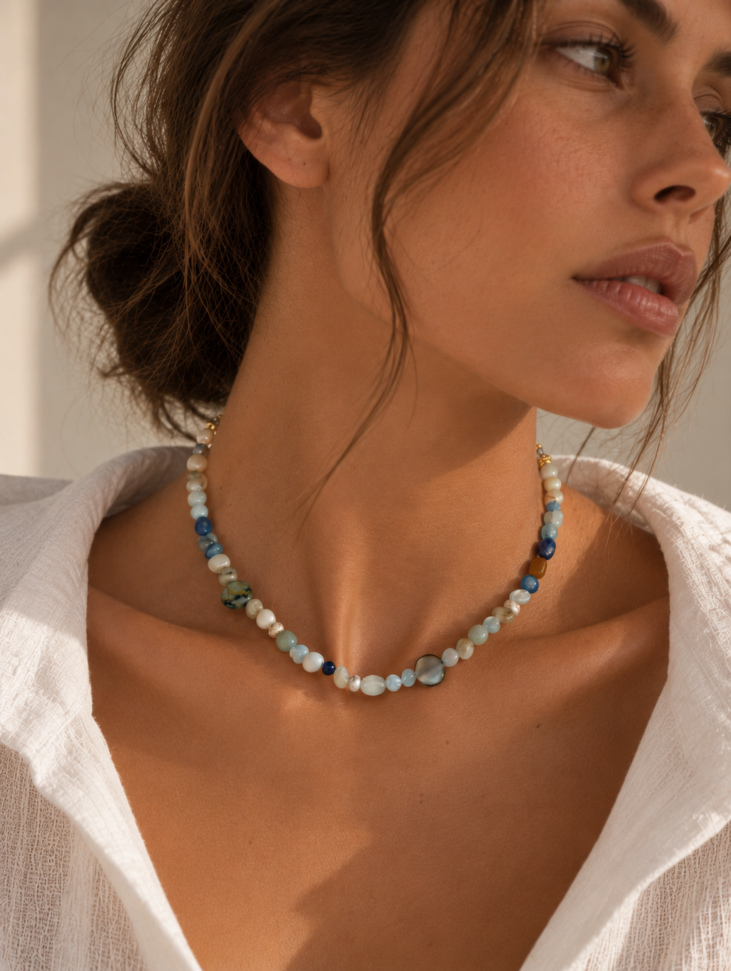 Blue Gemstone Beaded Necklace – Ocean Tides