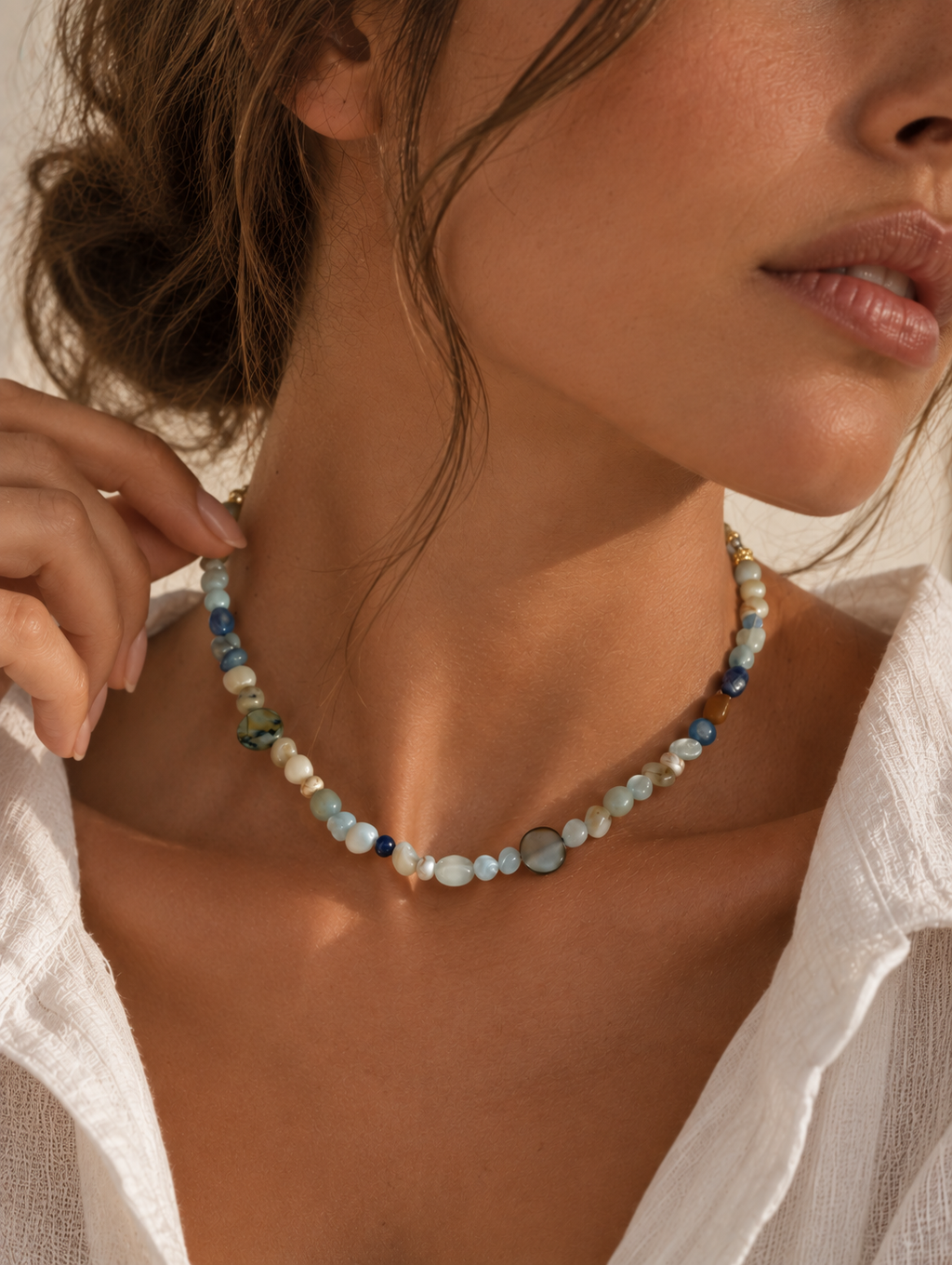 Blue Gemstone Beaded Necklace – Ocean Tides