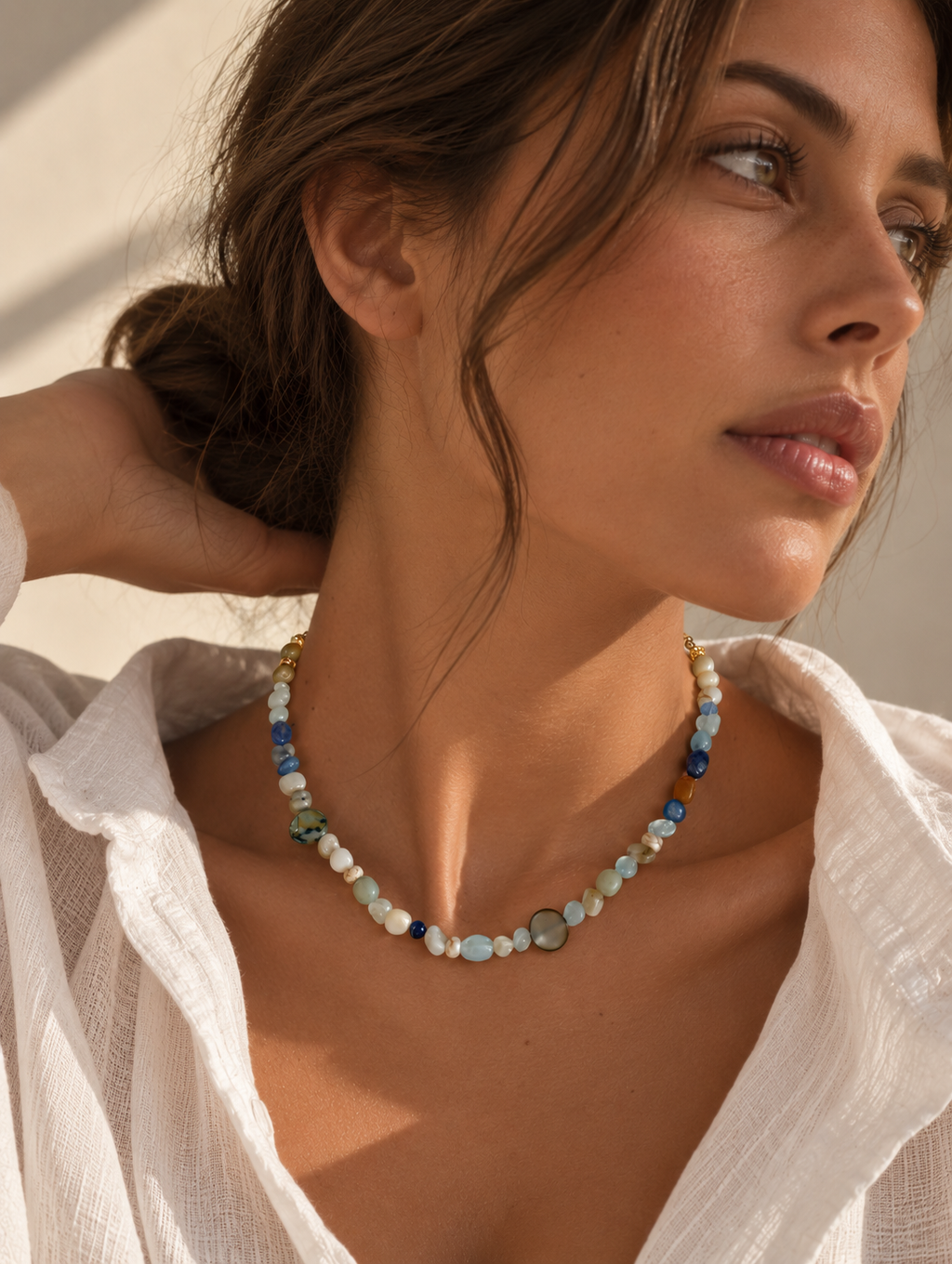 Blue Gemstone Beaded Necklace – Ocean Tides