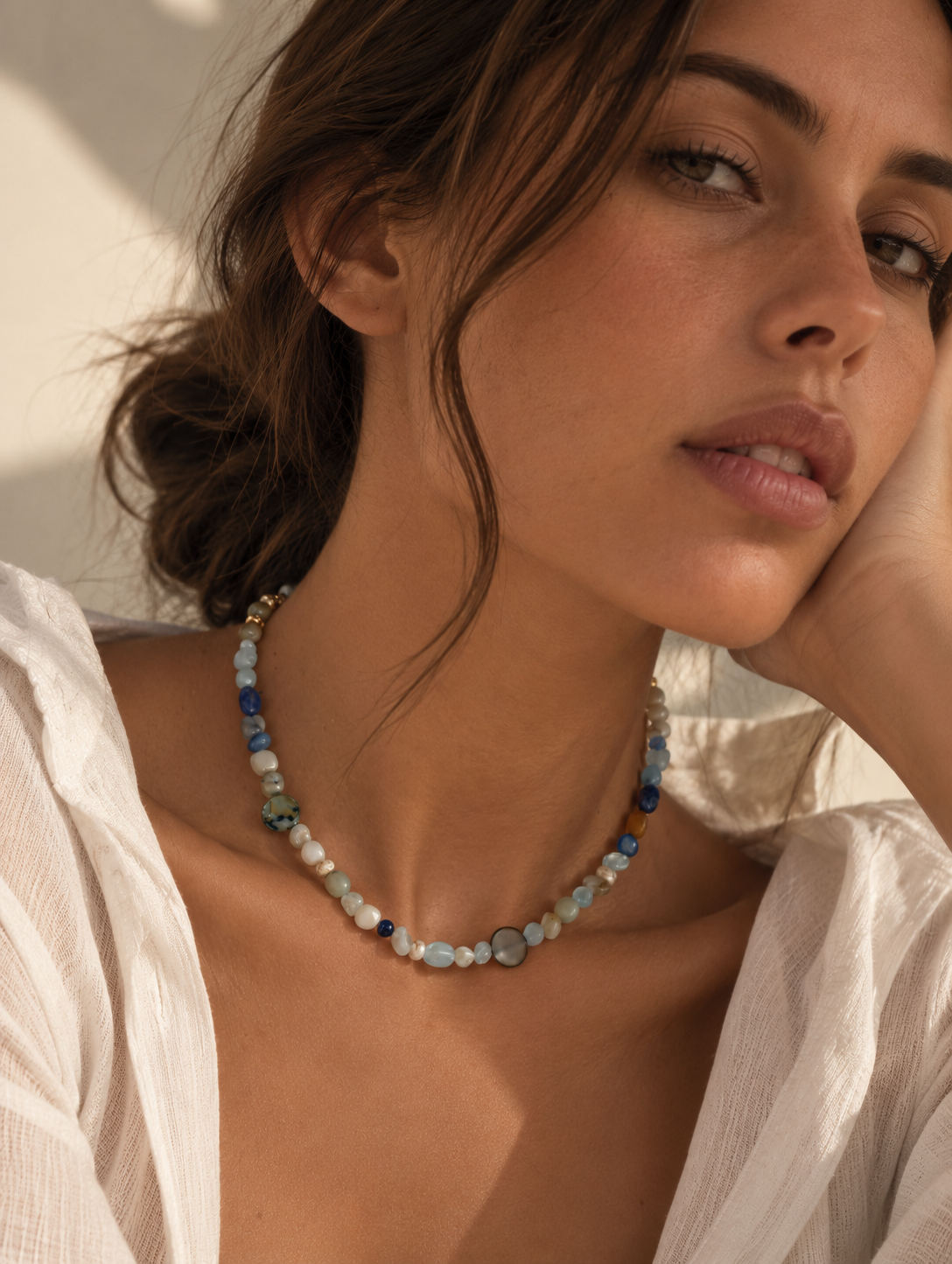 Blue Gemstone Beaded Necklace – Ocean Tides