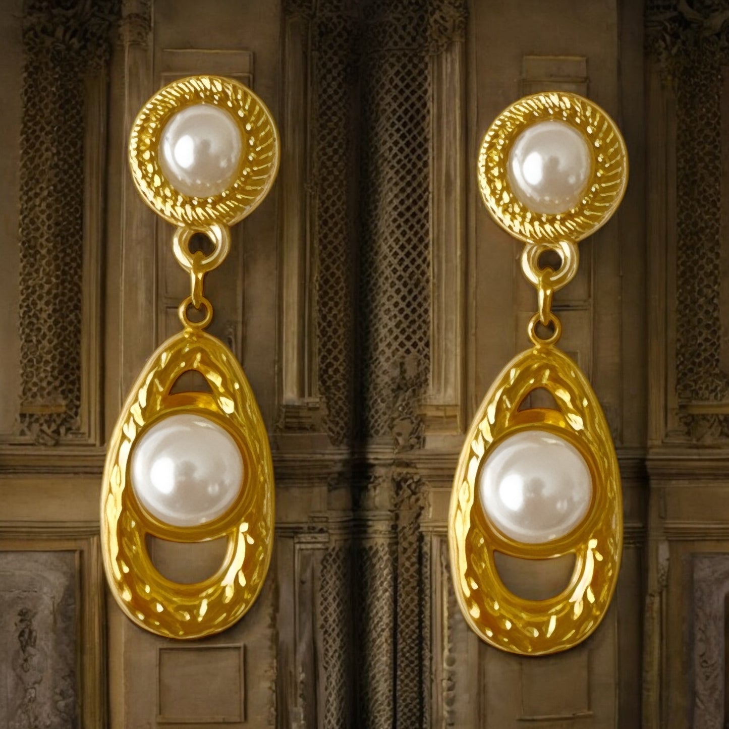 Praga-Gold-Plated Drop Earrings with Freshwater Pearls