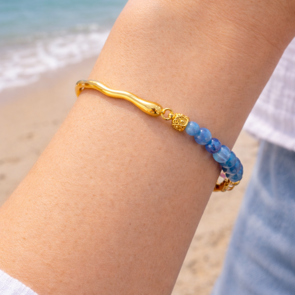 Chunky 18K Gold Plated Bracelet With Freshwater Cultured Pearls