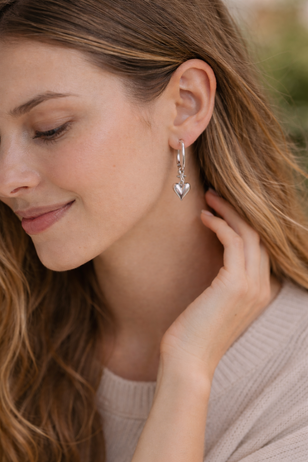 Celeste Heart Silver Earrings