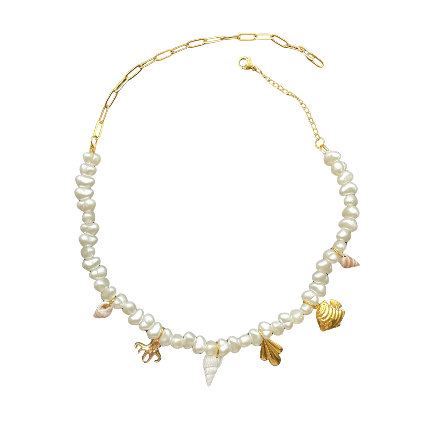 Sirena Necklace – Acrylic Pearl Choker with Ocean Charms