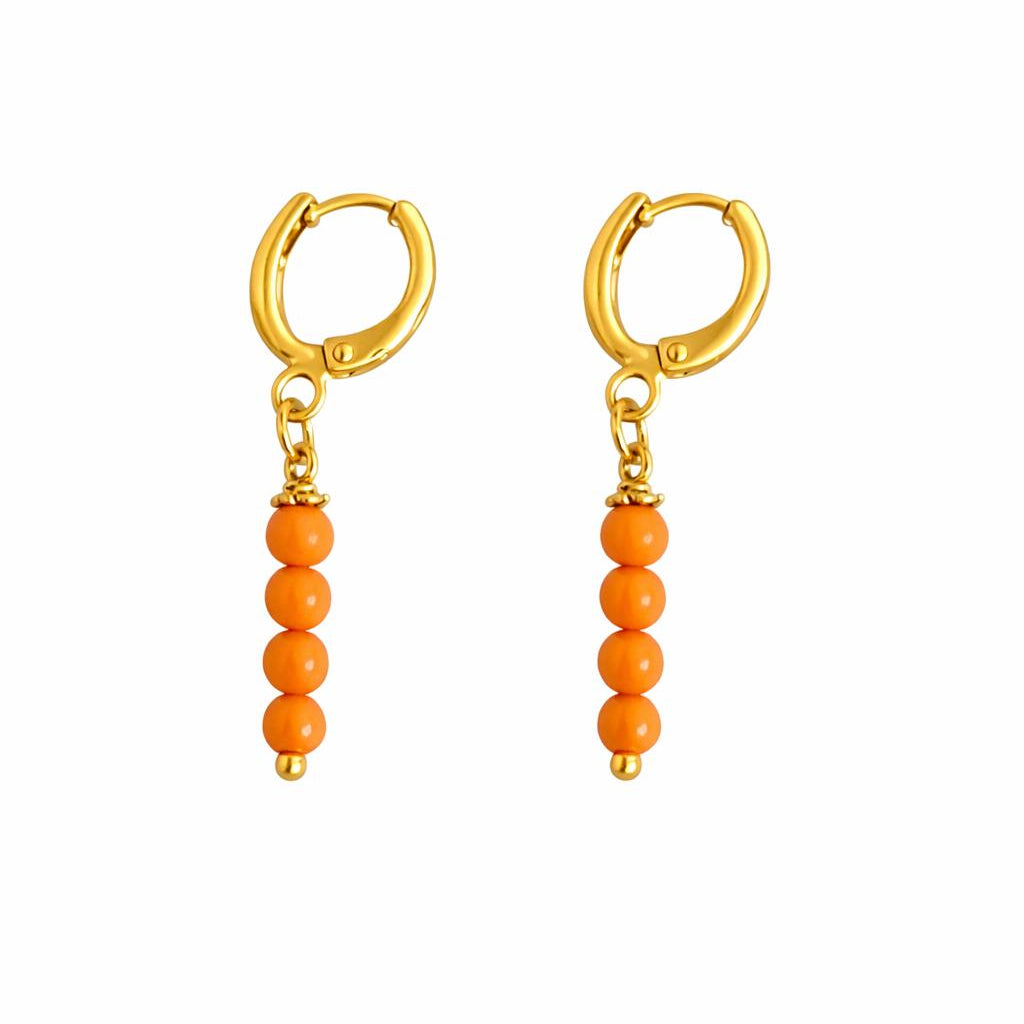 Orange Seashell Huggie Earrings – Gold Plated Drop Earrings