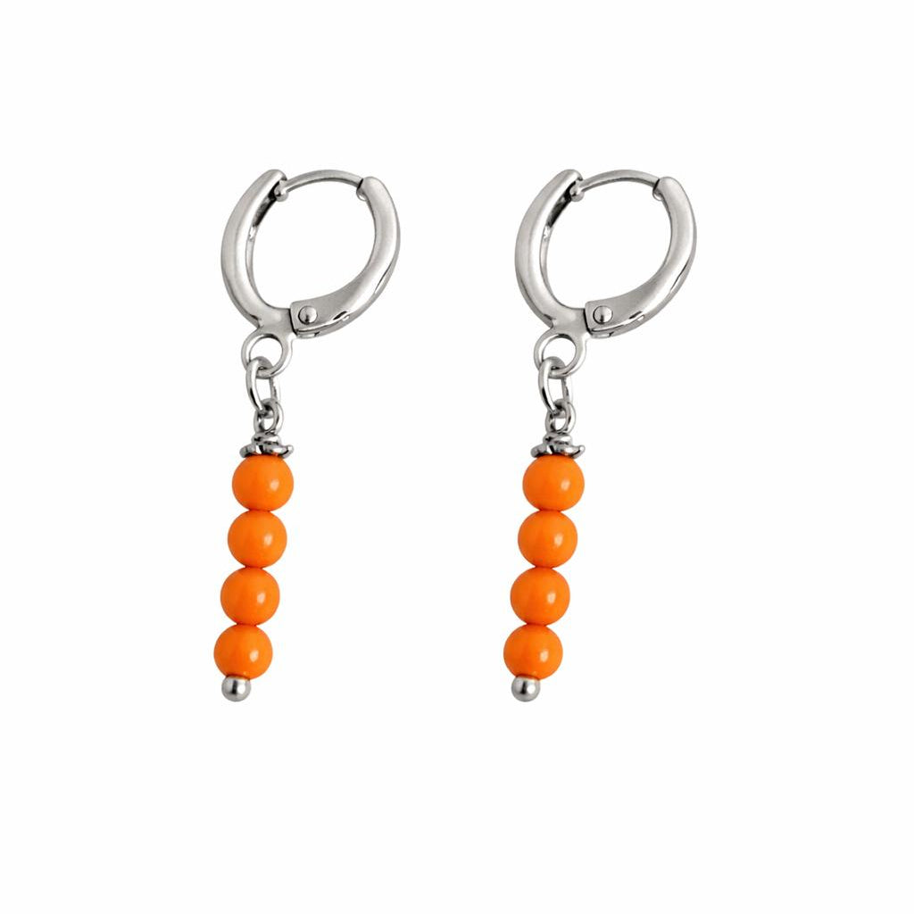 Orange Seashell Huggie Earrings – Gold Plated Drop Earrings