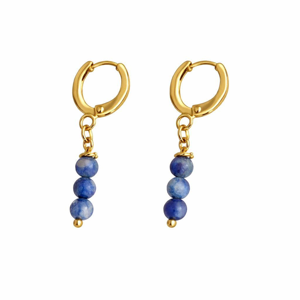 Sodalite Huggie Earrings – Sterling Silver Drop Earrings