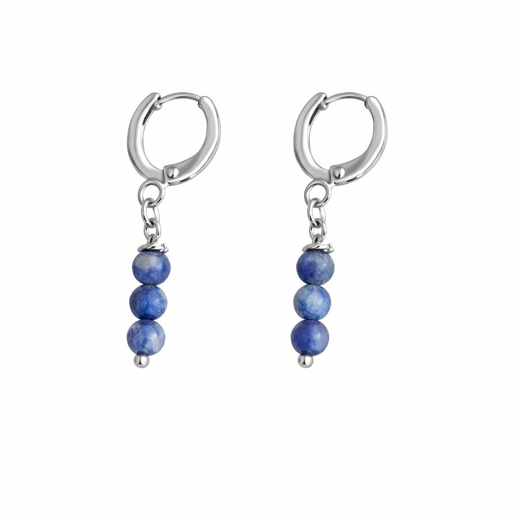 Sodalite Huggie Earrings – Sterling Silver Drop Earrings