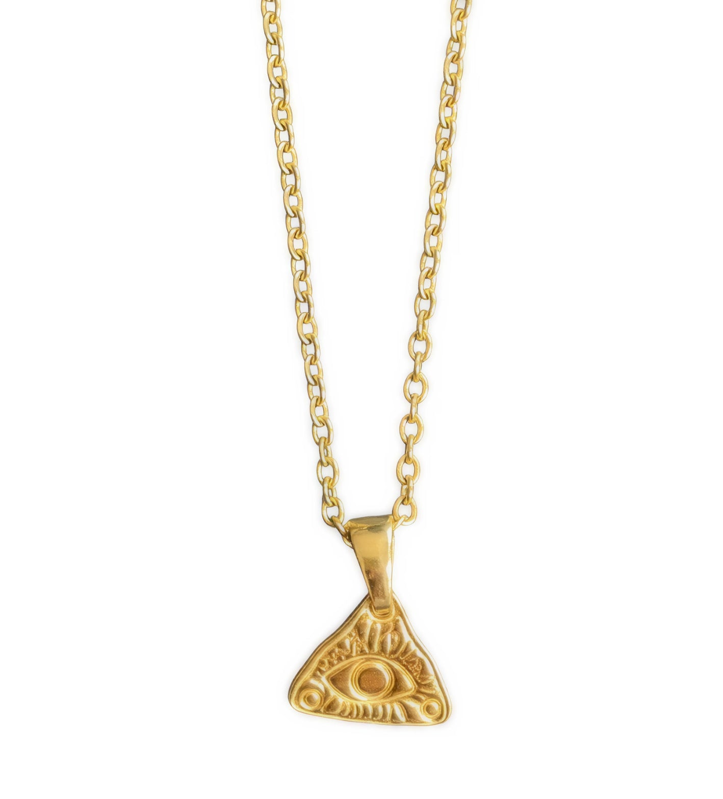 Third Eye Talisman – Triangle Eye Necklace in 18K Gold or Silver Plated Stainless Steel