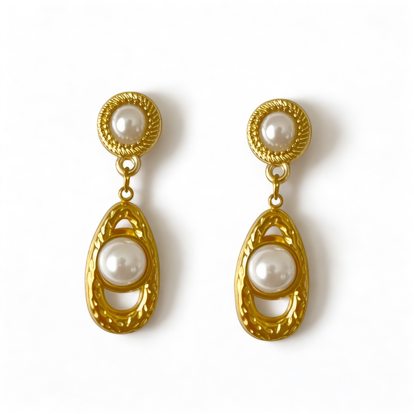 Gold-Plated Drop Earrings with Freshwater Pearls