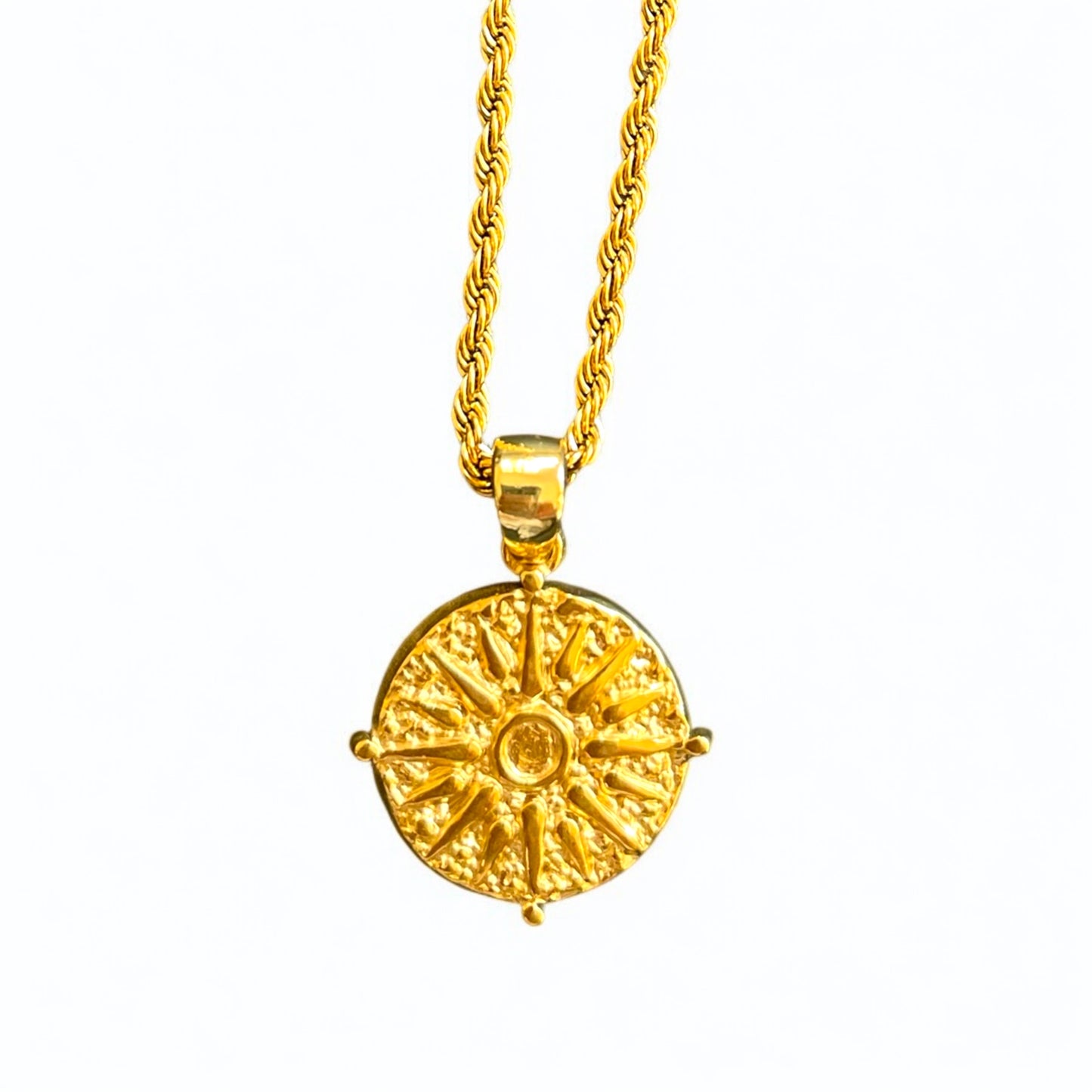 Handmade Gold-Plated Compass Pendant Necklace