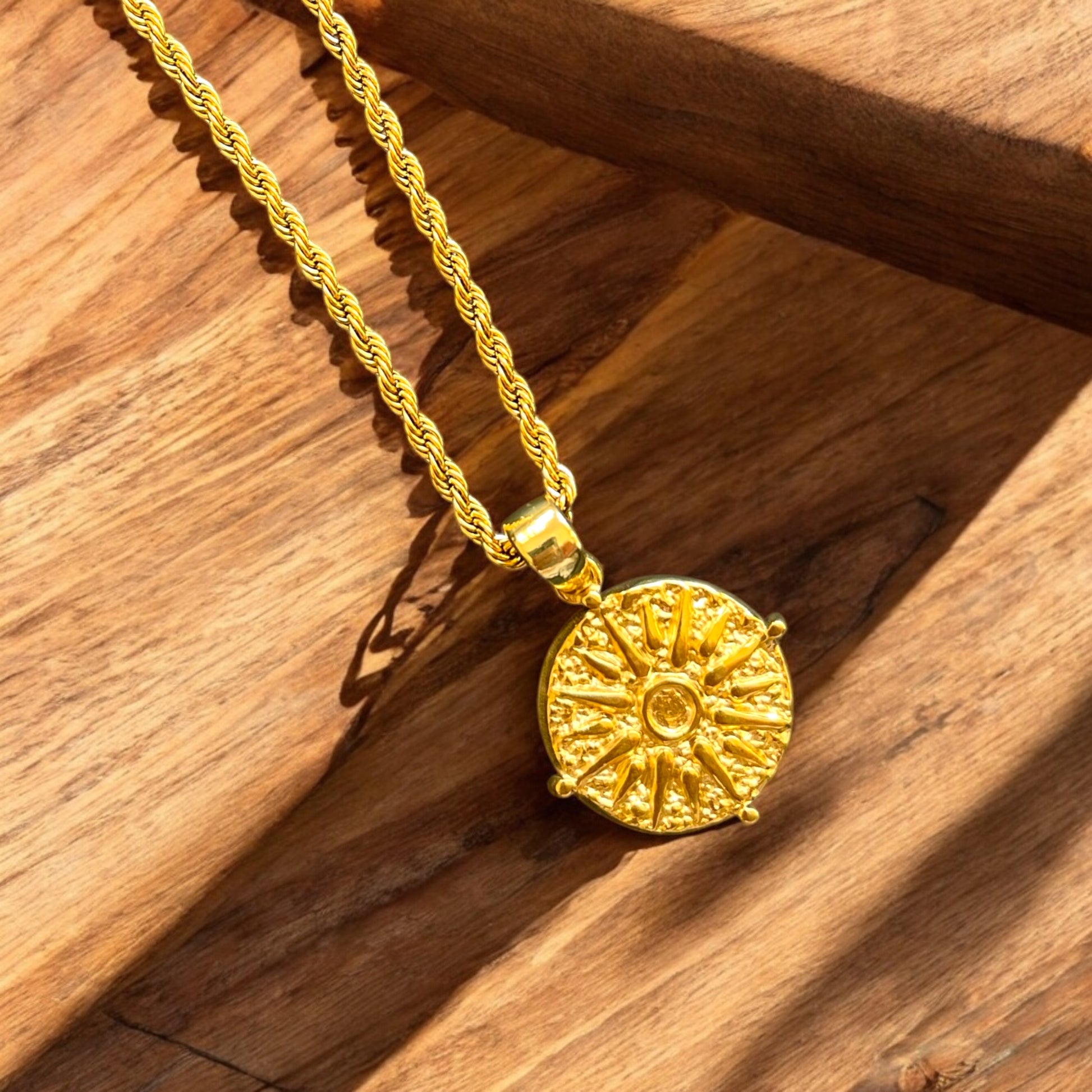 Handmade Gold-Plated Compass Pendant Necklace