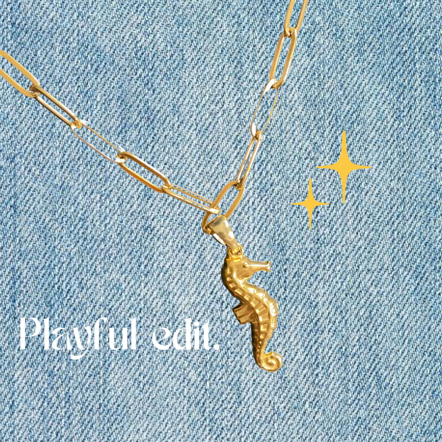 Salty Soul – Seahorse Pendant Necklace in 18K Gold Plated Stainless Steel