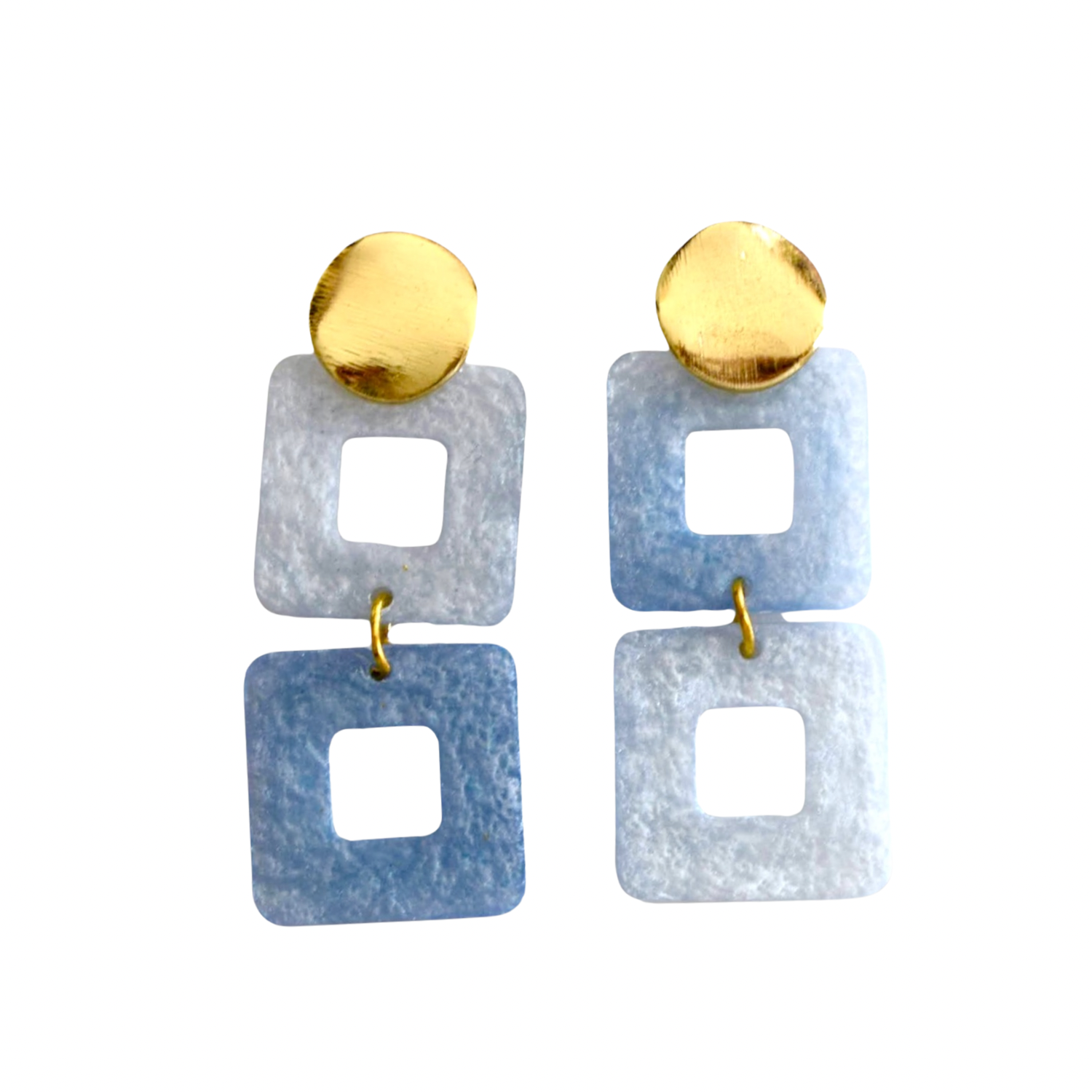 Sky Aqua – Light Blue Resin Earrings with 18K Gold Plated Studs