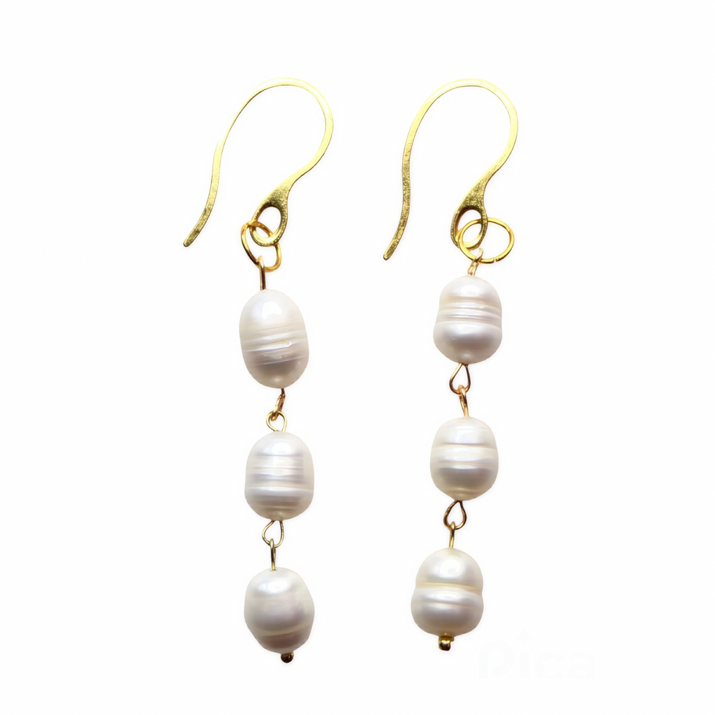 Brisa Earrings – Drop Freshwater Pearl Earrings in 18K Gold Plated Stainless Steel