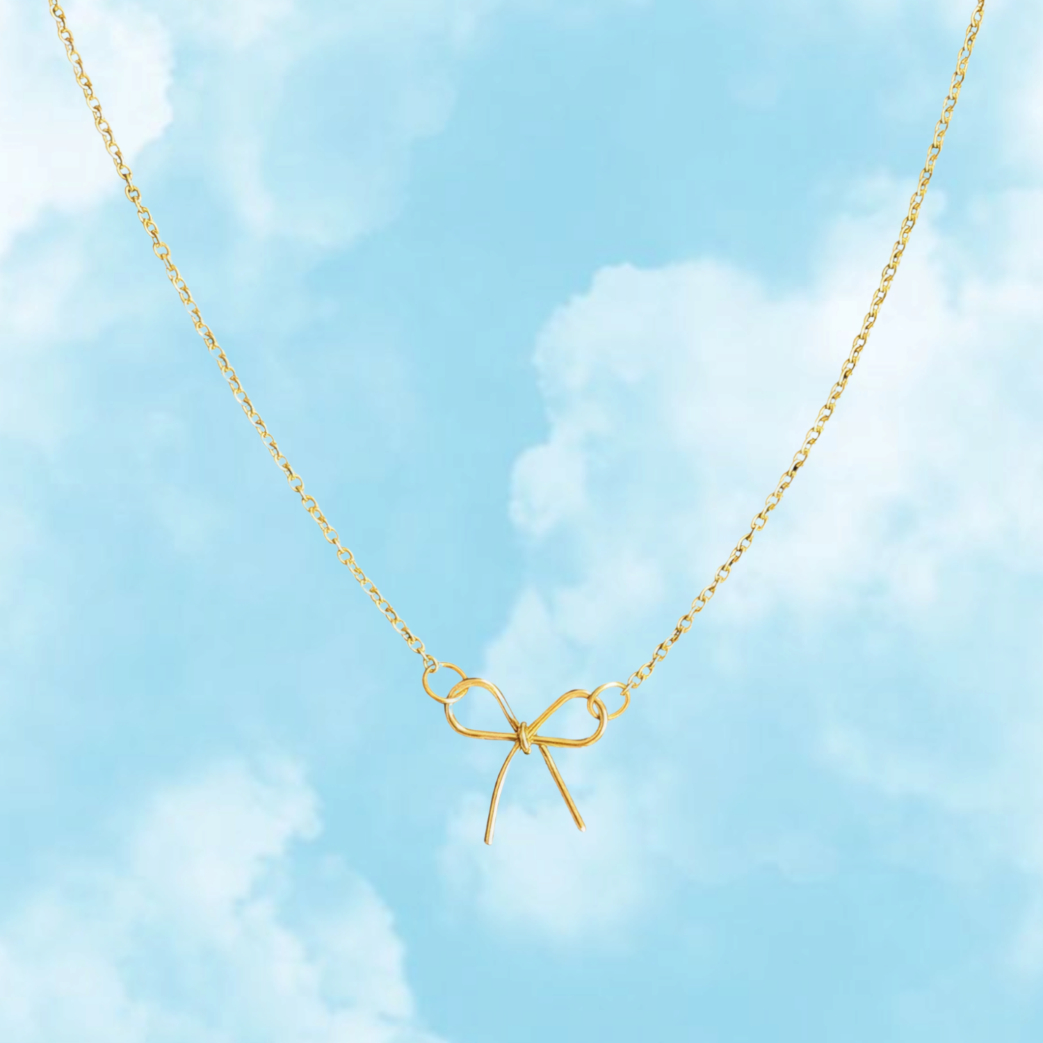 Tiny Bow Necklace – 18K Gold Plated Minimal Charm in Stainless Steel