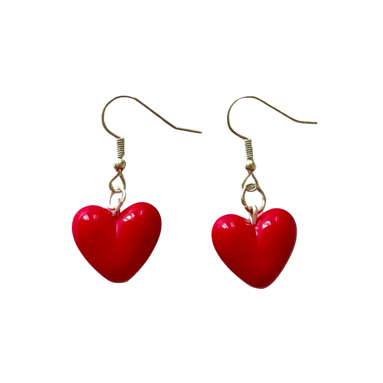 Sweetheart Drops – Red Acrylic Heart Earrings with Stainless Steel Hooks