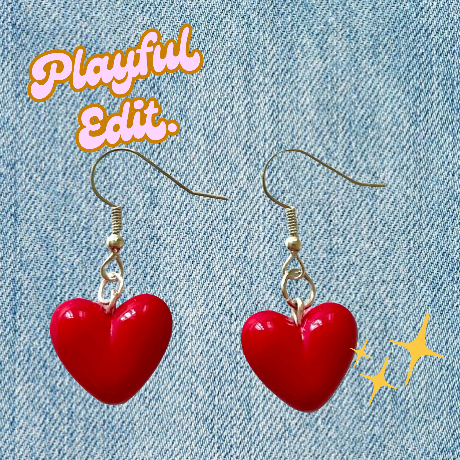 Sweetheart Drops – Red Acrylic Heart Earrings with Stainless Steel Hooks