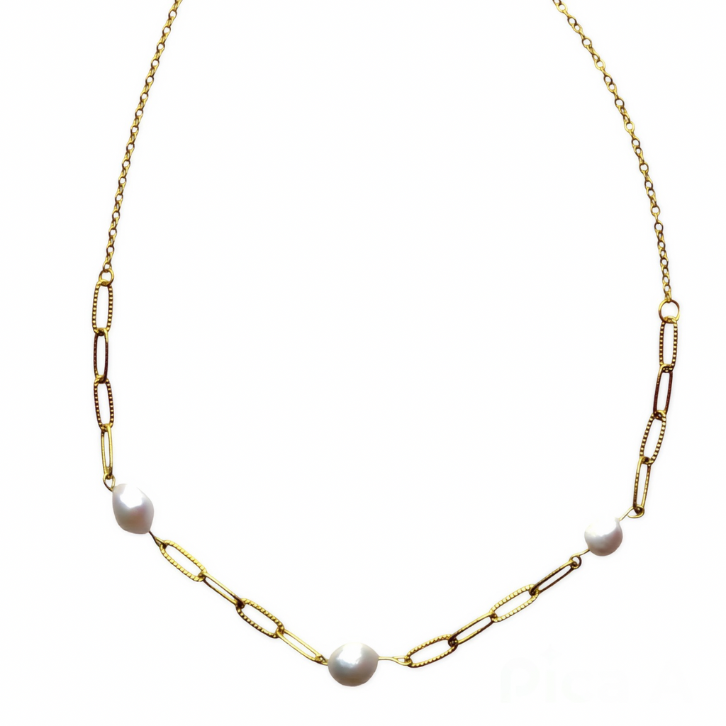 Cartagena – Freshwater Pearl & 18K Gold Chain Necklace