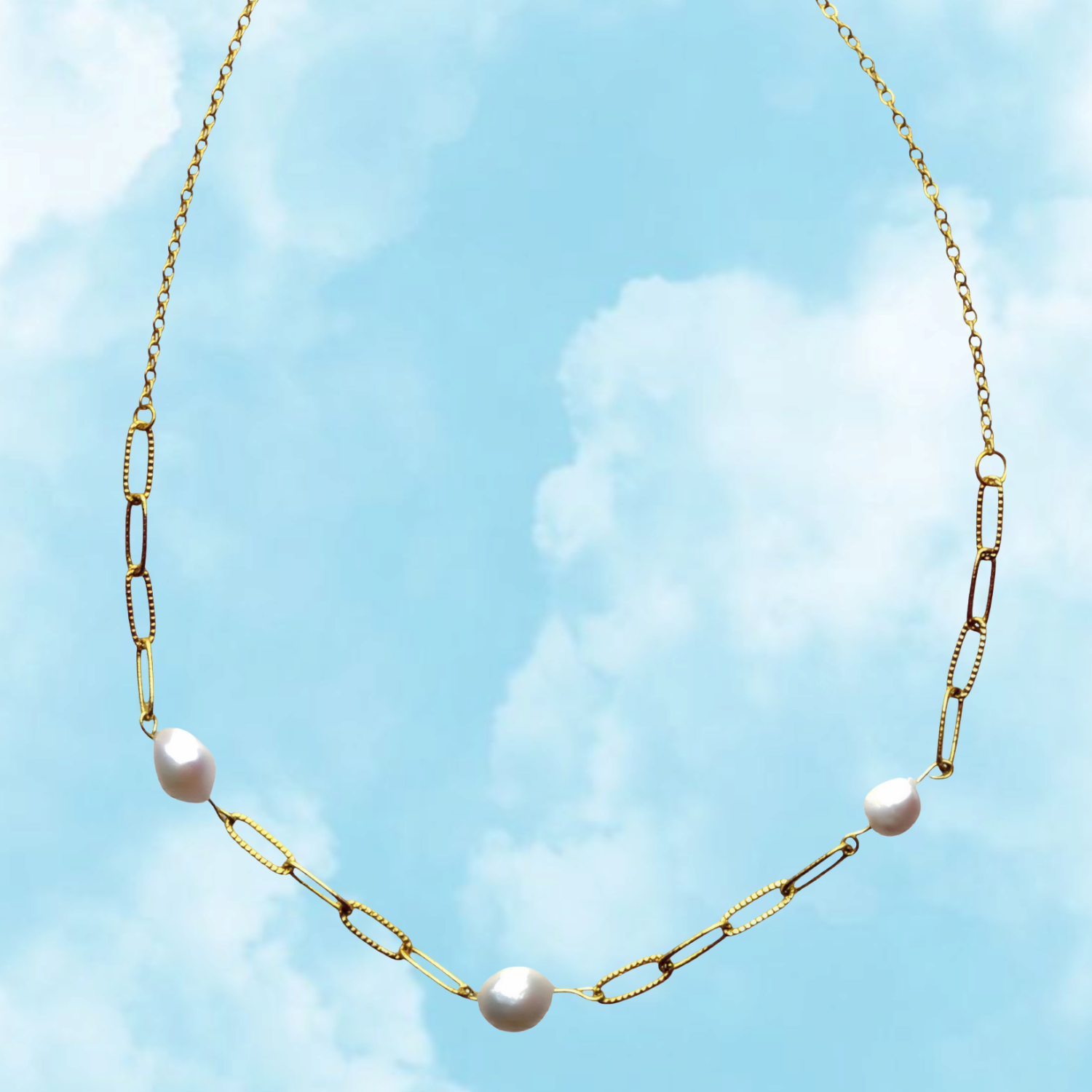 Cartagena – Freshwater Pearl & 18K Gold Chain Necklace