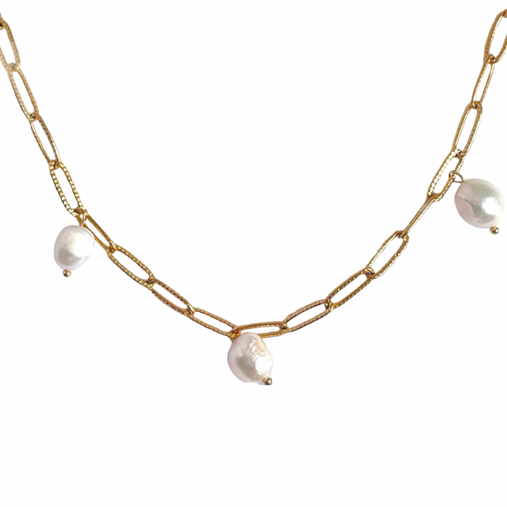 Cartagena Drops – Freshwater Pearl Pendant Necklace on 18K Gold Chain