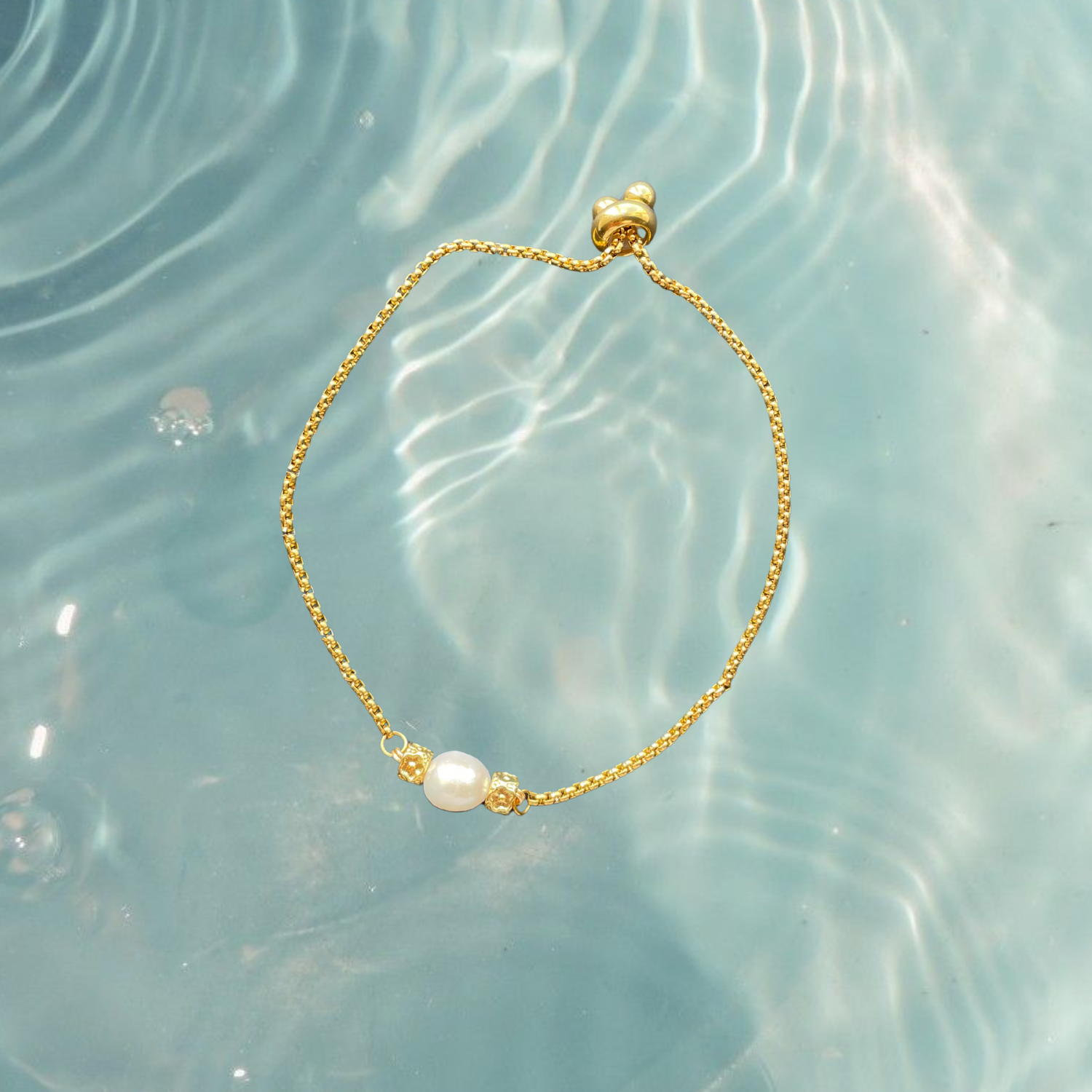 Gold Cord Bracelet with Baroque Pearl – Coastal Edition